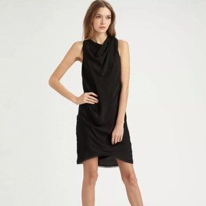 $395 BNWT HELMUT LANG Twist Front Mercury Drape Silk Dress Size 2, XS